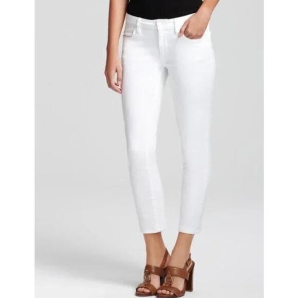 Tory Burch Mid Rise Alexa Cropped Skinny Jeans Denim White Women's Size 26 - Picture 1 of 11
